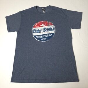 Outer Banks Gildan T-Shirt Mens Medium Blue North Carolina Graphic Tee Heather